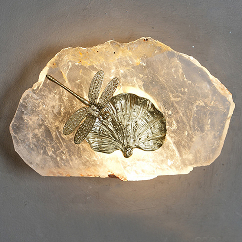 Бра Декоративный лист с стрекозой Glacial Fragment Медь Прозрачный Бра Декоративный лист с стрекозой Glacial Fragment Медь Прозрачный в Твери | Loft Concept