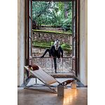 Дизайнерское кресло на металлическом каркасе с подставкой для ног Poltronova Mies Armchair варинант исполнения - 7 | Loft Concept в Твери