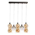 Люстра с 3-мя плафонами волнообразной формы цвета янтарь и 2-мя прозрачными шарообразными плафонами Lucid Rain  варинант исполнения - 2 | Loft Concept в Твери