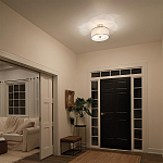 Потолочный светильник с двойным цилиндрическим плафоном из белого стекла и прозрачной органзы Kichler варинант исполнения - 10 | Loft Concept в Твери