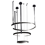 Люстра подвесная с 3-мя кольцами из кожаных ремней черного цвета Half Ring Horizontal  варинант исполнения - 2 | Loft Concept в Твери