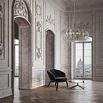 Люстра подвесная круглая с изогнутыми металлическими дугами и ниспадающими цепочками 65 см Atlantis Chain варинант исполнения - 18 | Loft Concept в Твери