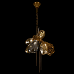 Люстра подвесная со стеклянными плафонами из дымчатого и золотистого с тремя вертикальными подвесками Gilded Mirage  варинант исполнения - 6 | Loft Concept в Твери