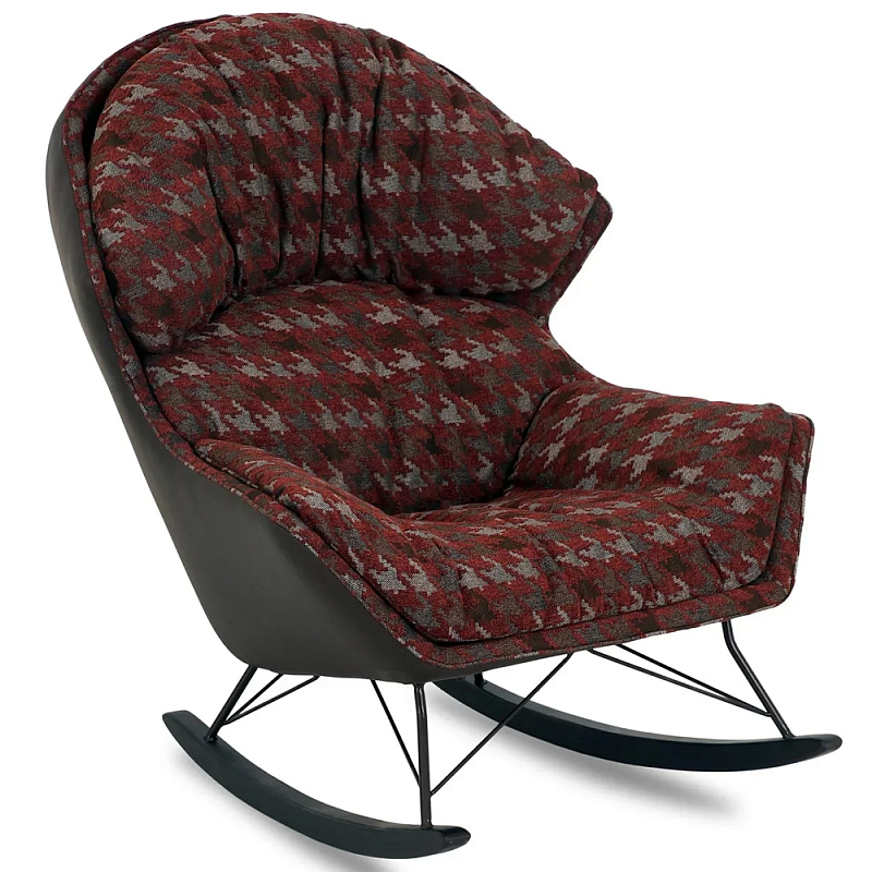 Кресло-качалка Roderick Rocking Chair Бордовый Коричневый Красный Серый Кресло-качалка Roderick Rocking Chair Бордовый Коричневый Красный Серый в Твери | Loft Concept