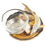 Икорница с декором "Стерлядка" с гравировкой на подставке из натурального камня Агат Decorative Cavair Dishes варинант исполнения - 2 | Loft Concept в Твери