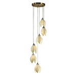 Подвесной светильник светодиодный с 6-ю белыми плафонами в виде цветов Flower Light Gold варинант исполнения - 1 | Loft Concept в Твери