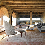 Дизайнерский кофейный стол из дерева с керамической столешницей уличный SWAY Coffee Table варинант исполнения - 9 | Loft Concept в Твери