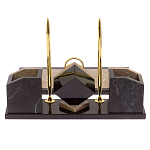 Настольный письменный набор из бежевого мрамора с часами Marble Accessory варинант исполнения - 3 | Loft Concept в Твери