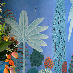 Обои ручная роспись Malwa Special Colourway on blue painted Xuan paper варинант исполнения - 2 | Loft Concept в Твери