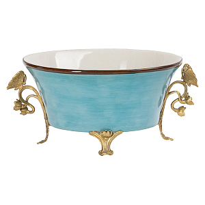 Кашпо цвет голубой с бронзовыми ручками Butterfly