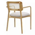 Стул обеденный с мягким сиденьем и спинкой из плетеного ротанга Wood and Textile Chair варинант исполнения - 3 | Loft Concept в Твери