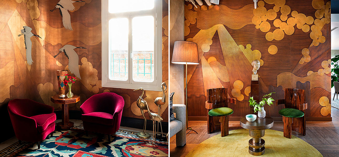 Обои ручная роспись Namban Polished Copper on Deep Rich Gold gilded paper - Loft-Concept в Твери