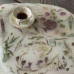 Журнальный стол из эпоксидной смолы с цветами White Flowers Epoxy Resin Coffee Table варинант исполнения - 4 | Loft Concept в Твери