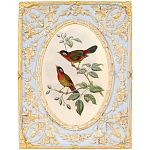Декоративный постер с изображением птиц в раме с рельефным растительным узором Blooming Birds Poster варинант исполнения - 7 | Loft Concept в Твери