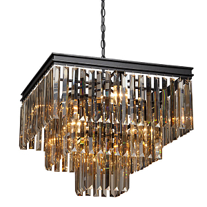 Люстра RH 1920s Odeon Amber GLASS Fringe Chandelier - 3 square Янтарное стекло 53 см
