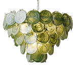Люстра из зеленых стеклянных дисков с перламутровым эффектом Green Glowing Glaze варинант исполнения - 6 | Loft Concept в Твери