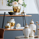 Ваза с золотыми полосами на белом фоне Chinoiserie Ceramics варинант исполнения - 4 | Loft Concept в Твери