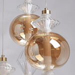 Люстра с плафонами из прозрачного и янтарного стекла в виде шаров и ромбов Gabriel Scott Luna варинант исполнения - 9 | Loft Concept в Твери