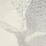 Обои ручная роспись в стиле Арт-деко Whistler Peacocks Special Colourway on 12 Carat White Gold gilded silk варинант исполнения - 2 | Loft Concept в Твери