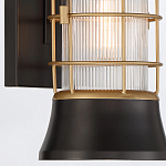 Настенный фонарь цилиндрической формы с рифленым стеклом в золотом каркасе на черном прямоугольном основании Eurofase варинант исполнения - 14 | Loft Concept в Твери