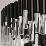 Люстра круглая из матового черного металла с подвесками из прозрачных стеклянных трубок Noir Tubes варинант исполнения - 7 | Loft Concept в Твери