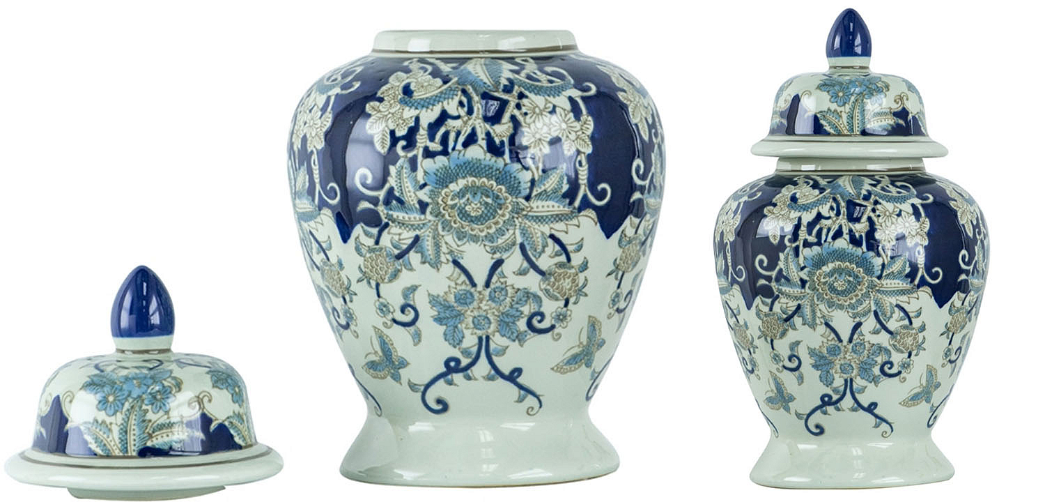 Ваза с крышкой Blue & White Ornament Vase 42 Ваза с крышкой Blue & White Ornament Vase 42 - Loft-Concept в Твери