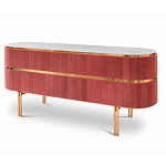 Дизайнерский комод овальный с розовой бархатной обивкой Edith варинант исполнения - 1 | Loft Concept в Твери