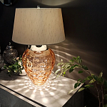 Настольная лампа с фактурным стеклянным основанием красного цвета с хромированной деталью у горловины и белым абажуром из искусственного шёлка Elstead Lighting варинант исполнения - 2 | Loft Concept в Твери