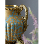 Ваза голубого цвета из фарфора с золотым растительным орнаментом и бронзовыми фигурками женщин Eden Garden porcelain and bronze варинант исполнения - 8 | Loft Concept в Твери