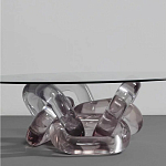 Дизайнерский журнальный стол с круглой прозрачной столешницей и основанием в виде цепи Hua Wang варинант исполнения - 1 | Loft Concept в Твери