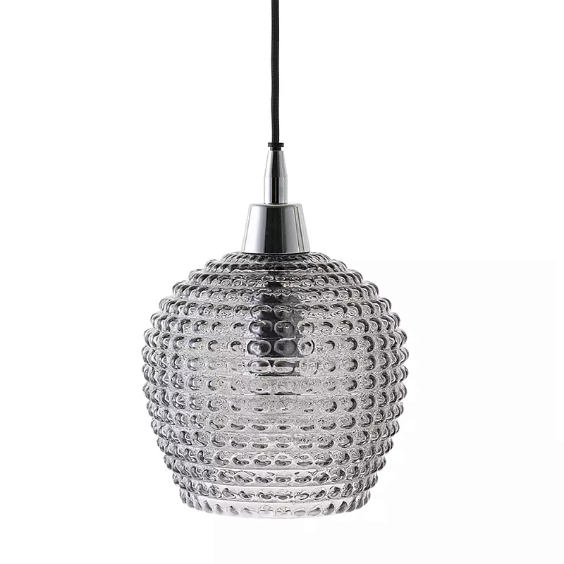 Подвесной светильник с рельефным стеклянным плафоном Embossed Glass Shade Прозрачный Серый Черный Подвесной светильник с рельефным стеклянным плафоном Embossed Glass Shade Прозрачный Серый Черный в Твери | Loft Concept