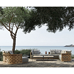 Дизайнерский уличный диван из массива дерева с плетеной спинкой PALINFRASCA Sofa варинант исполнения - 3 | Loft Concept в Твери