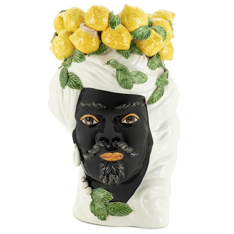 Ваза VASE LEMON HEAD MAN BIG Желтый Белый Ваза VASE LEMON HEAD MAN BIG Желтый Белый в Твери | Loft Concept