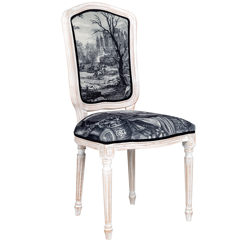Стул Madrid Castle Stool Черно-белый Белый винтажная патина Стул Madrid Castle Stool Черно-белый Белый винтажная патина в Твери | Loft Concept