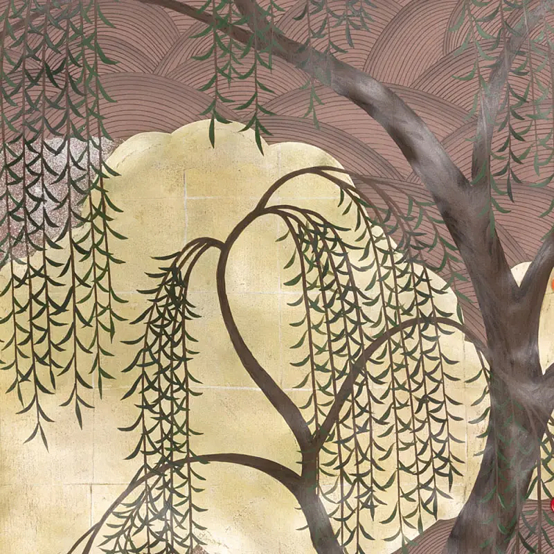 Обои ручная роспись Willow & Waves Original colourway on Edo painted Xuan paper with antiquing Обои ручная роспись Willow & Waves Original colourway on Edo painted Xuan paper with antiquing в Твери | Loft Concept