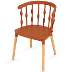 Пластиковый стул на ножках из массива бука Ferret Spiral Brown варинант исполнения - 7 | Loft Concept в Твери