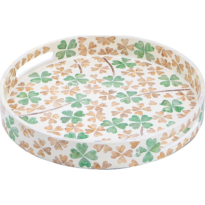 Поднос Clover leaves Бежевый Розовый Зеленый Поднос Clover leaves Бежевый Розовый Зеленый в Твери | Loft Concept