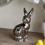 Статуэтка заяц из текстурированной терракоты и покрытый глянцевой краской под бронзу Rabbit Charm  варинант исполнения - 5 | Loft Concept в Твери