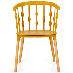 Пластиковый стул на ножках из массива бука Ferret Spiral Mustard варинант исполнения - 2 | Loft Concept в Твери