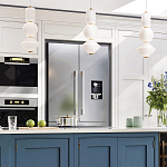 Подвесной светильник белого цвета с тремя геометрическими плафонами Alora Mood варинант исполнения - 12 | Loft Concept в Твери