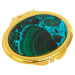 Зеркало карманное складное овальное из натурального камня Малахит с Хризоколлой Gold Stone Mirrors варинант исполнения - 1 | Loft Concept в Твери