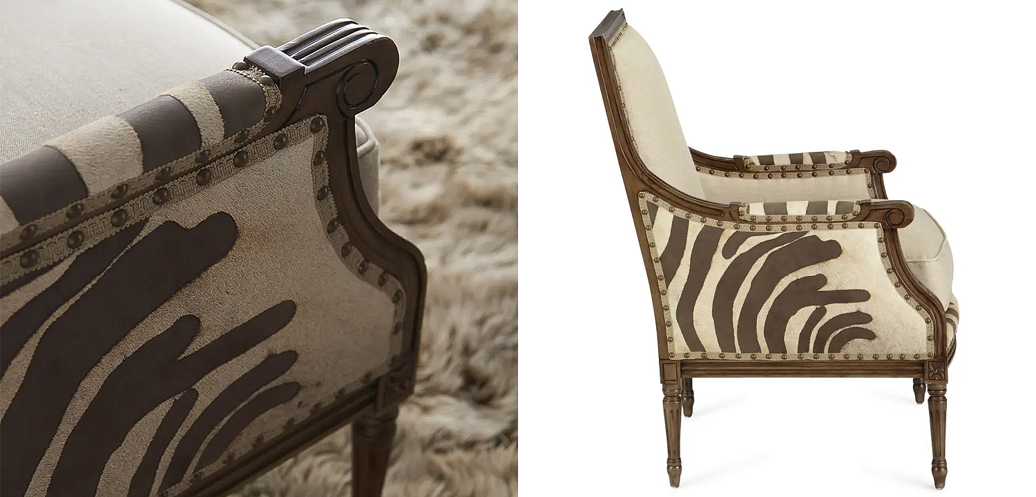 Кресло Massoud Annie Zebra Washed Leather Linen Chair Кресло Massoud Annie Zebra Washed Leather Linen Chair - Loft-Concept в Твери