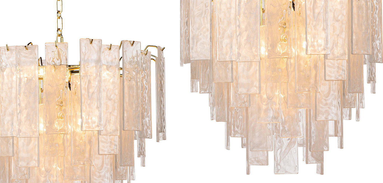 Люстра Textured Glass Chandelier Rectangular Pendants Люстра Textured Glass Chandelier Rectangular Pendants - Loft-Concept в Твери
