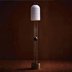 Торшер с белым фактурным абажуром и декором из черных сфер Echoes of Light варинант исполнения - 1 | Loft Concept в Твери