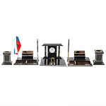 Настольный письменный набор с часами из природного камня обсидиана Team leader варинант исполнения - 1 | Loft Concept в Твери