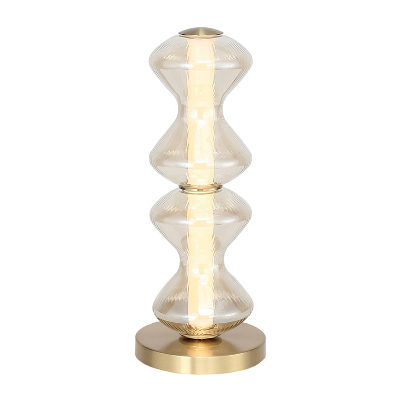 Настольная лампа светодиодная с волнообразным плафоном Amphora of Light Коньяк Золотой в Твери | Loft Concept 