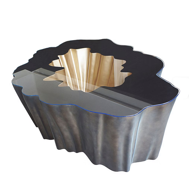 Кофейный стол Burl Exotic tree Coffee Table Brown Серый Черный Золотой в Твери | Loft Concept 