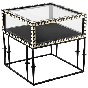 Приставной стол с витриной Bone Inlay black white
