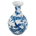 Ваза с мотивами цветущего сада с попугаями Blue Vase Inspired by Nature варинант исполнения - 1 | Loft Concept в Твери
