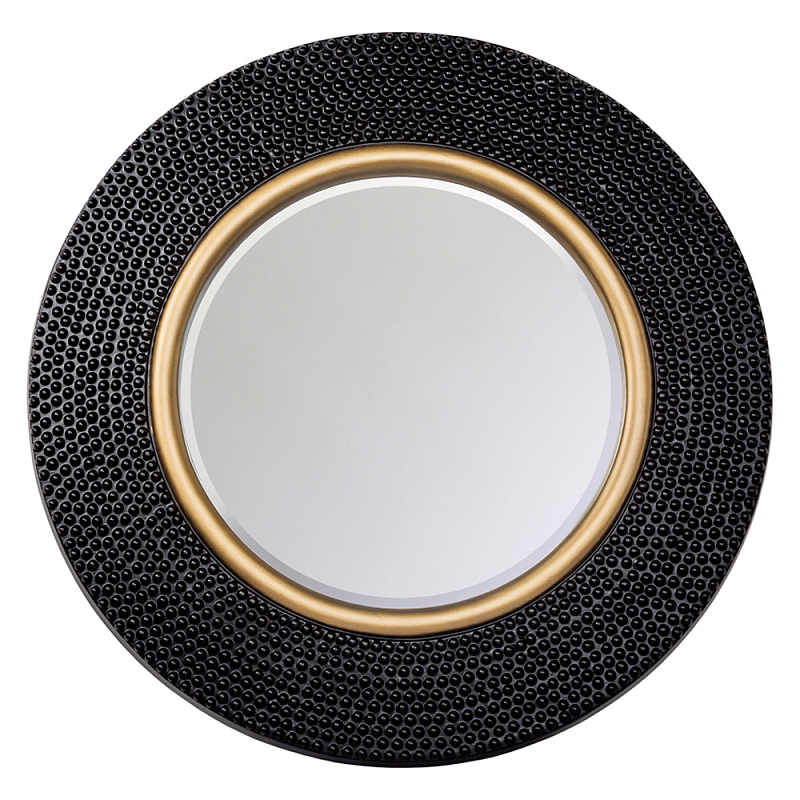 Зеркало в черной фактурной раме с золотым кантом Summon the Light Черный Золотой в Твери | Loft Concept 